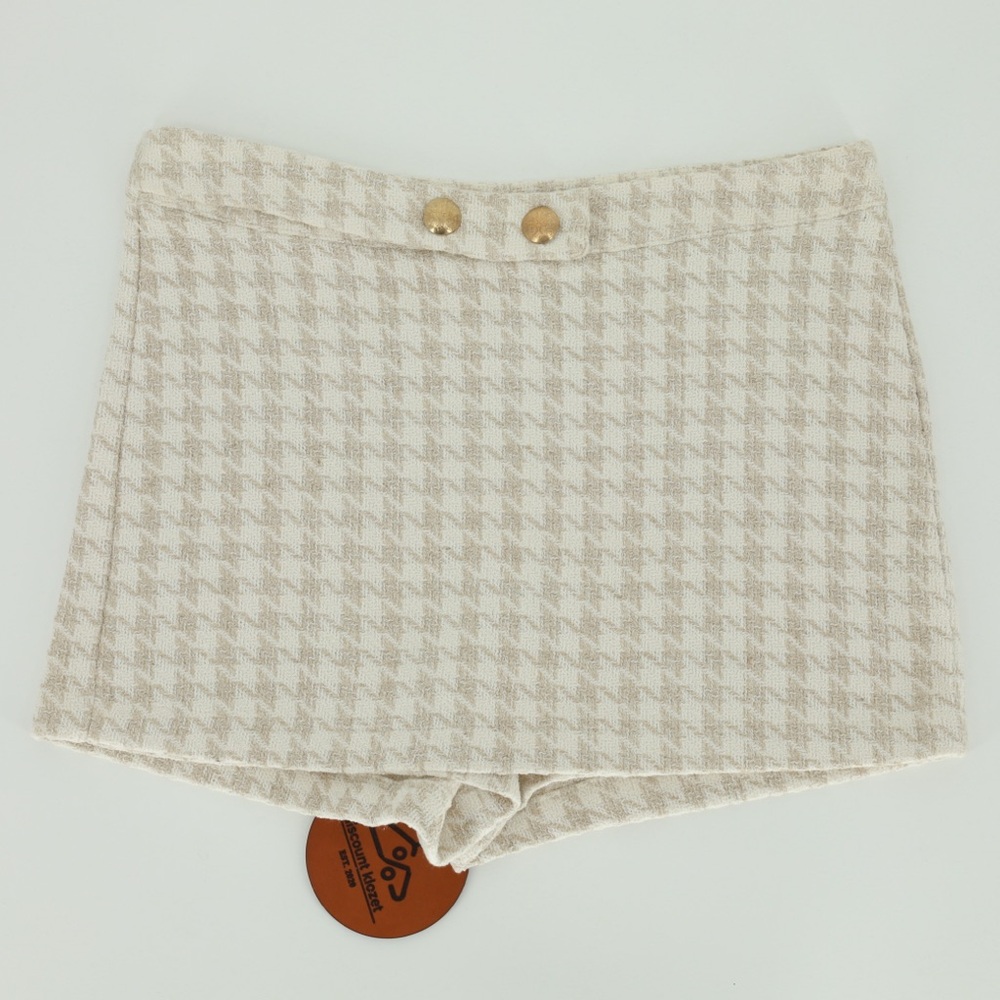 Zara Houndstooth Tweed Beige Skort Size XL‎